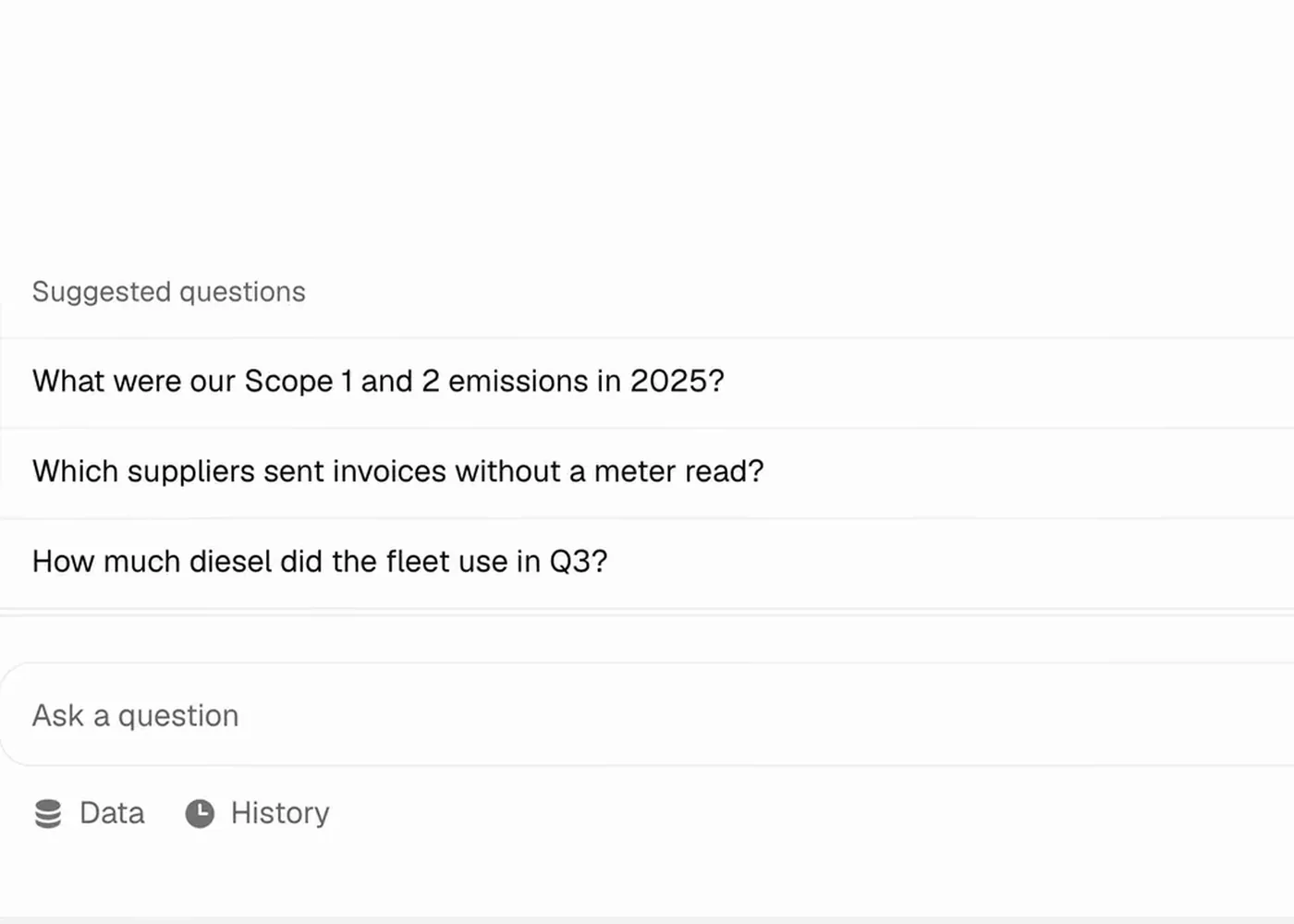 Suggested questions drawn from the files held